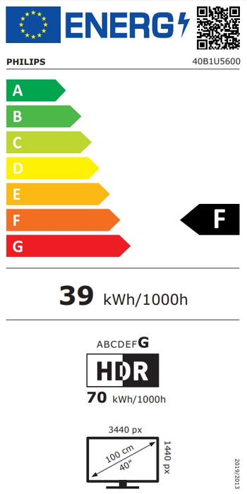 Philips 40B1U5600 40’’ IPS WLED 3440x1440@100Hz 4ms GtG 500cd m/2 1200:1 DCR 50M:1 Adaptive Sync FlickerFree Low Blue