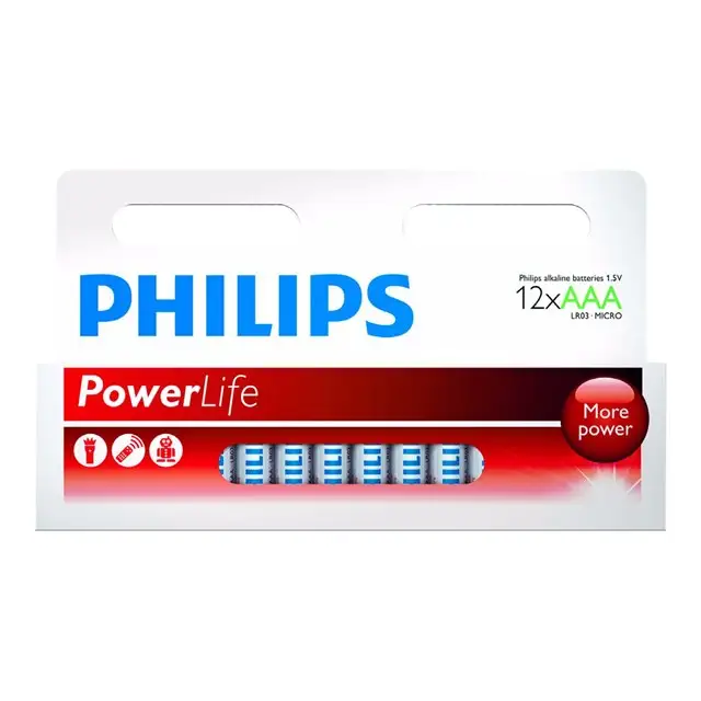 PHILIPS battery power alkaline AAA 12TK/PK - Батерии и зарядни устройства<<<Офис консумативи<<<Офис оборудване<<<ALSO