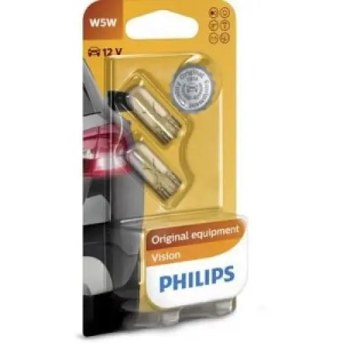 PHILIPS VISION W5W 3200K 5W 12V CARTON BLISTER X2 PCS - АВТОАКСЕСОАРИ<<<MaxCar&&&КРУШКИ И СВЕТЛИНИ<<<MaxCar