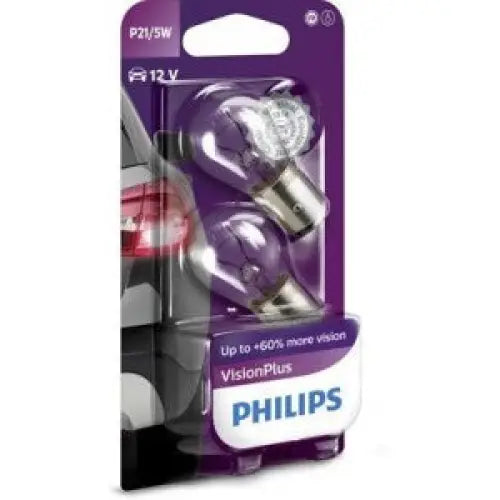 PHILIPS VISIONPLUS PLUS 60% P21/5W 3400K 5W/21W 12V CARTON BLISTER X2 PCS - АВТОАКСЕСОАРИ<<<MaxCar&&&КРУШКИ И