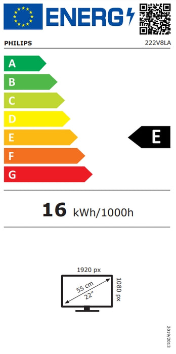 Philips 222V8LA 21.5", VA, WLED, 1920x1080@75Hz, 4GTG, 250cd/m2, 3000:1, Mega Infinity DCR, Adaptive Sync, FlickerFree, Low Blue Mode, 2Wx2, Tilt, D-SUB, HDMI, DP