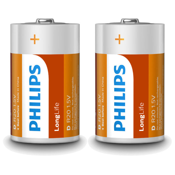 BATTERIES PHILIPS R20L2F/10 Dx2 LONGLIFE