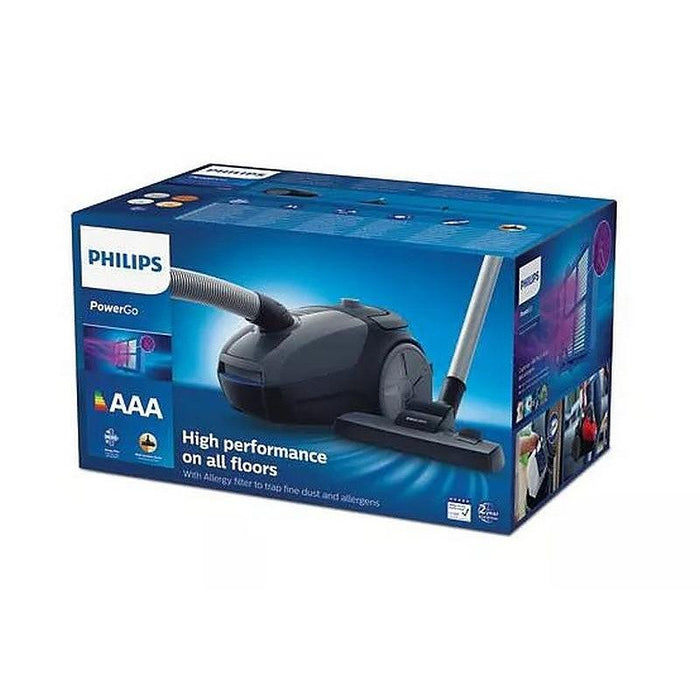 Philips PowerGo Vacuum cleaner with bag, anti-allergy filter retains 99.9 of the particles - ECARF certified, blue