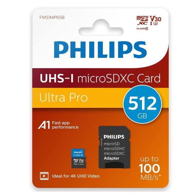 Philips micro SDXC 512GB Class 10 UHS-I U3