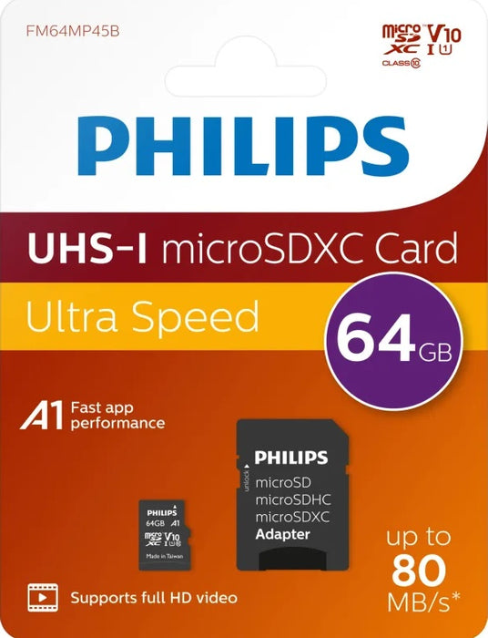 Memory USB Philips MicroSDHC 64GB Cl.10/U3