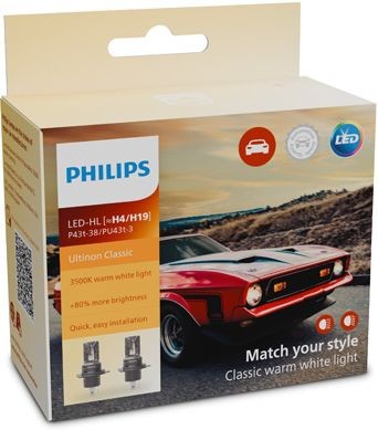 PHILIPS ULTINION CLASSIC H4 3500K 21W 12V/24V CARTON BOX X2 PCS