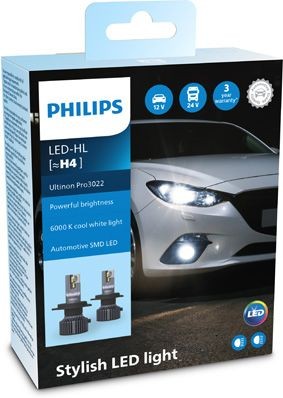 PHILIPS ULTINION PRO3022HL H4 6000K 21W 12V/24V CARTON BOX X2 PCS