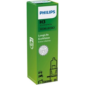 PHILIPS LONGLIFE ECOVISION H3 3200K 55W 12V CARTON BLISTER 1 PCS