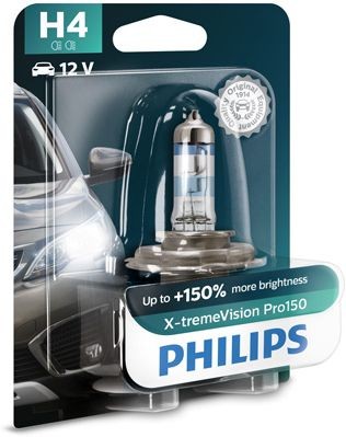 PHILIPS X-TREMEVISION PRO150 H4 3400K 55W/60W 12V CARTON BLISTER 1 PCS