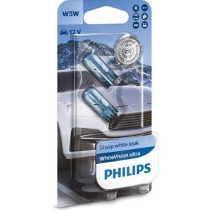 PHILIPS WHITE VISION ULTRA W5W 5000K 5W 12V CARTON BLISTER X2 PCS