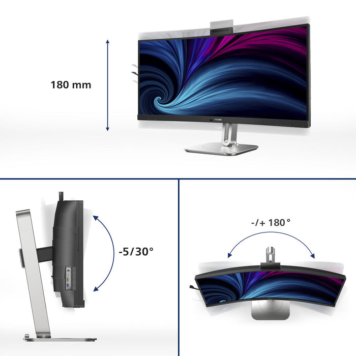 Philips 34B2U6603CH, 34" Curved 1500R VA WLED, 3440x1440@120Hz, 4ms GtG, 550cd m/2, 4000:1, 50M:1DCR, Adaptive Sync, FlickerFree, SoftBlue, 5Wx2, Tilt, Height Adjust, Swivel, 2xHDMI, DP, USB hub