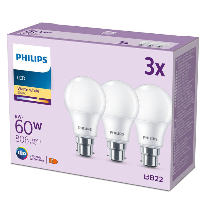 LED lamp Philips 60 W Matt Soft green F 8 W 60 W B22 3 Units (2700 K)