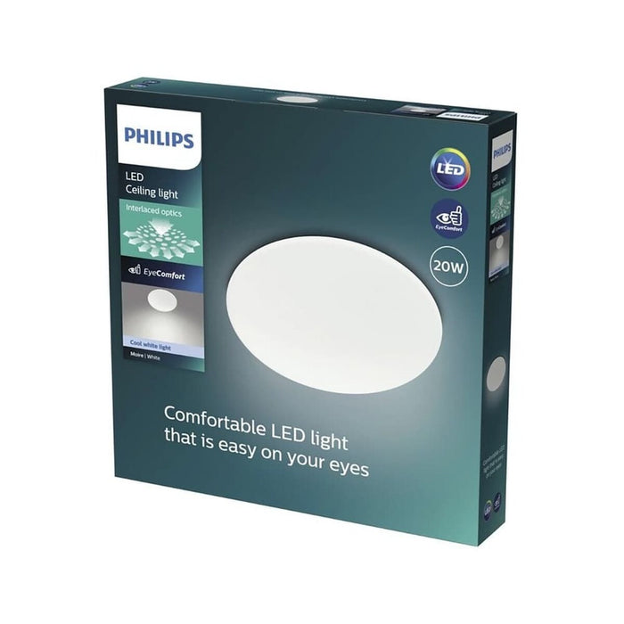 LED Flush-fitting ceiling light Philips Moire Ø 38 cm White Metal