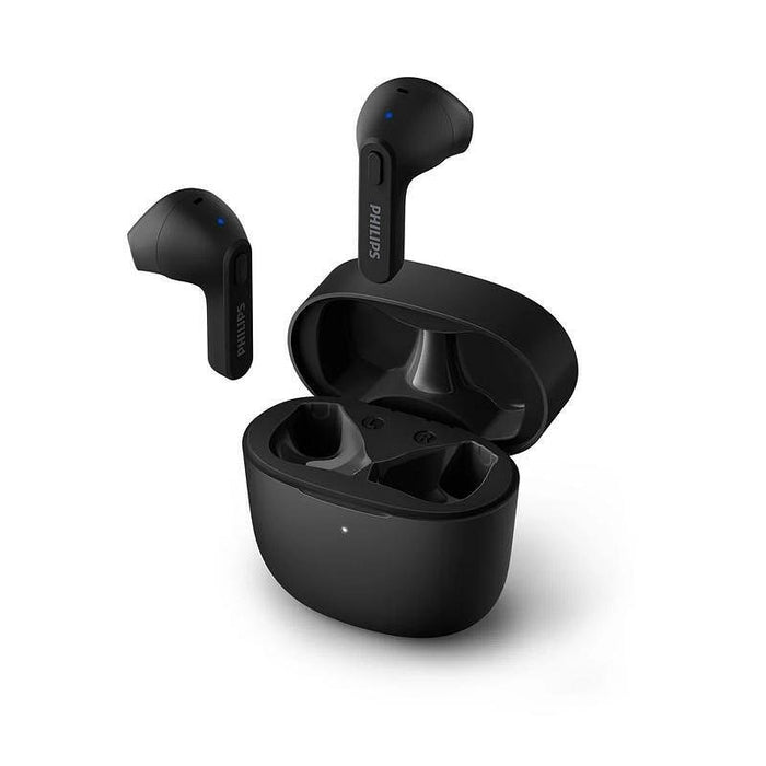 PHILIPS True Wireless Earbuds IPX4 Make calls using a single earbud Up to 18 hours play time black