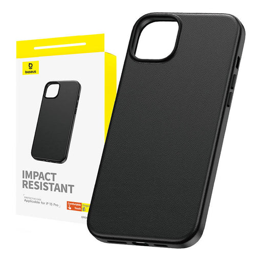 Phone Case for iPhone 15 Pro Baseus Fauxther Series (Black) - Protective cases for smartphones<<<Cases<<<GSM