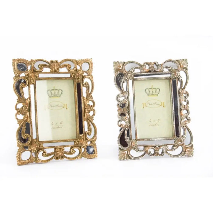 Photo frame DKD Home Decor 19 x 2 x 25 cm Silver Golden Resin Shabby Chic (2 Units) - Декорация и Осветление<<<Дом