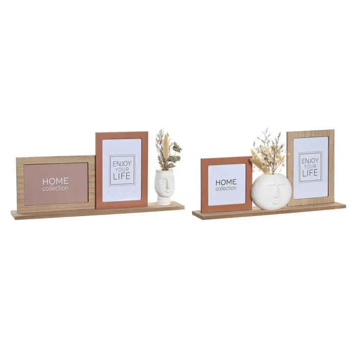 Photo frame DKD Home Decor 30 x 5 x 19 cm Flower Face Ceramic Resin Multicolour MDF Wood Urban (2 Units) - Декорация и