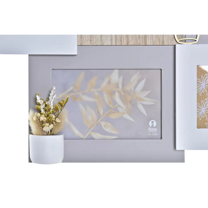 Photo frame DKD Home Decor Love Home Wood Flower Natural (46 x 3 x 39 cm) (2 Units) - Декорация и Осветление<<<Дом
