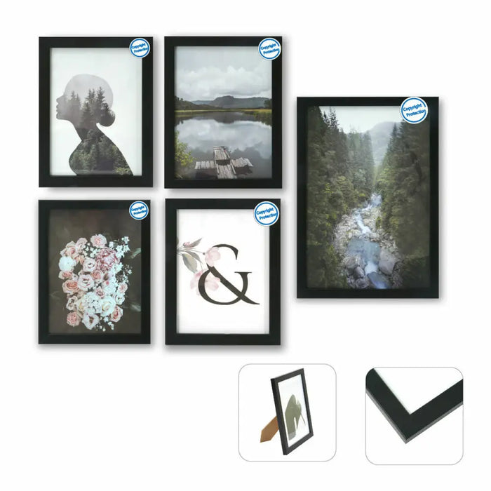 Photo frame DKD Home Decor Multiple 23 x 2 x 28 cm Black Modern MDF Wood - Декорация и Осветление<<<Дом