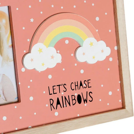 Photo frame DKD Home Decor Rainbow Pink White Children’s MDF Wood (25 x 1 x 16 cm) (2 Units) - Декорация и