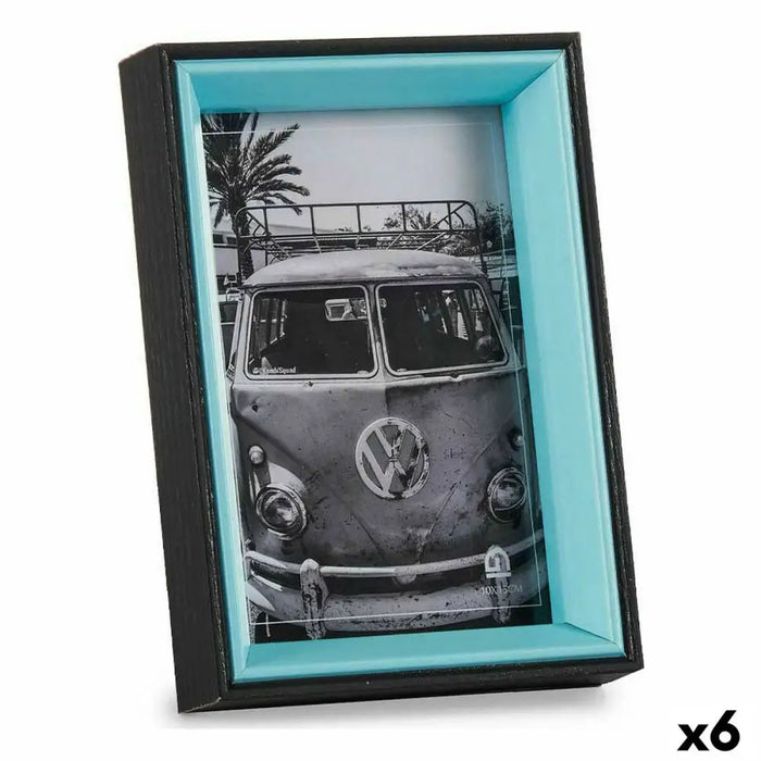 Photo frame Gift Decor Blue Black Crystal MDF Wood (6 Units) - Декорация и Осветление<<<Дом Градина<<<BigBuy&&&Рамки за