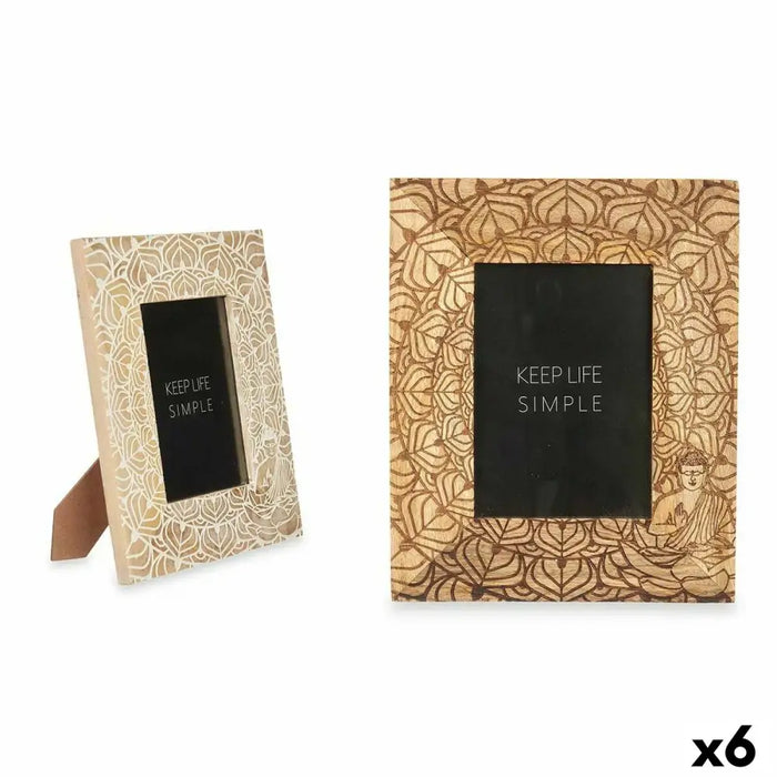 Photo frame Gift Decor White Brown Mango wood Buddha (6 Units) - Декорация и Осветление<<<Дом Градина<<<BigBuy&&&Рамки