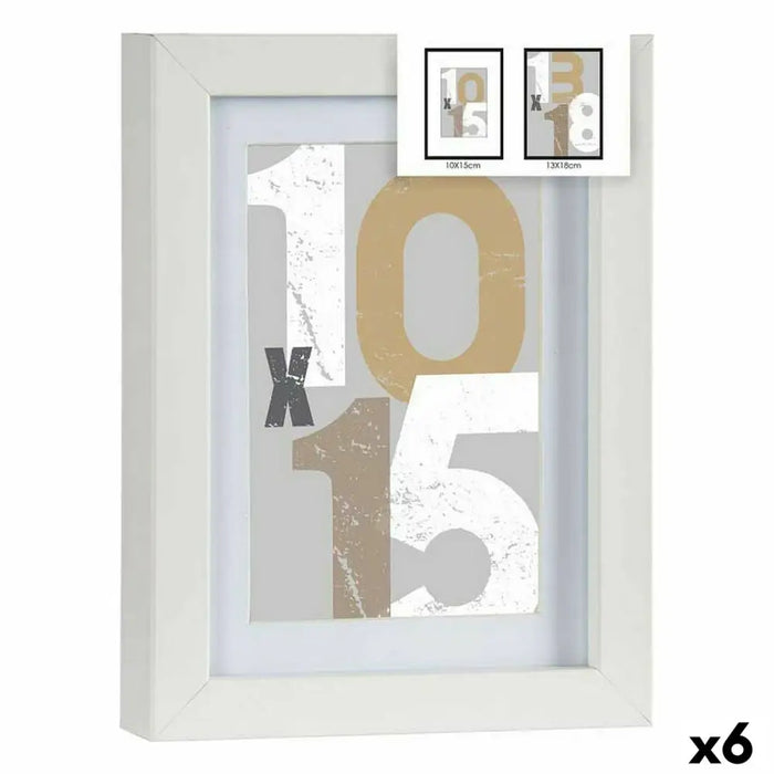 Photo frame Gift Decor White Glass MDF Wood (6 Units) - Декорация и Осветление<<<Дом Градина<<<BigBuy&&&Рамки за