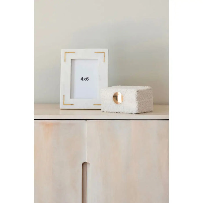 Photo frame Home ESPRIT White Golden Brass Marble Natural Shabby Chic 20 x 2 x 25 cm - Декорация и Осветление<<<Дом