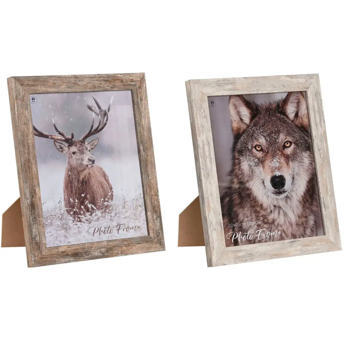 Photo frame Home ESPRIT White Natural Crystal polystyrene Scandinavian 24,6 x 2 x 29,6 cm (2 Units) - Декорация и