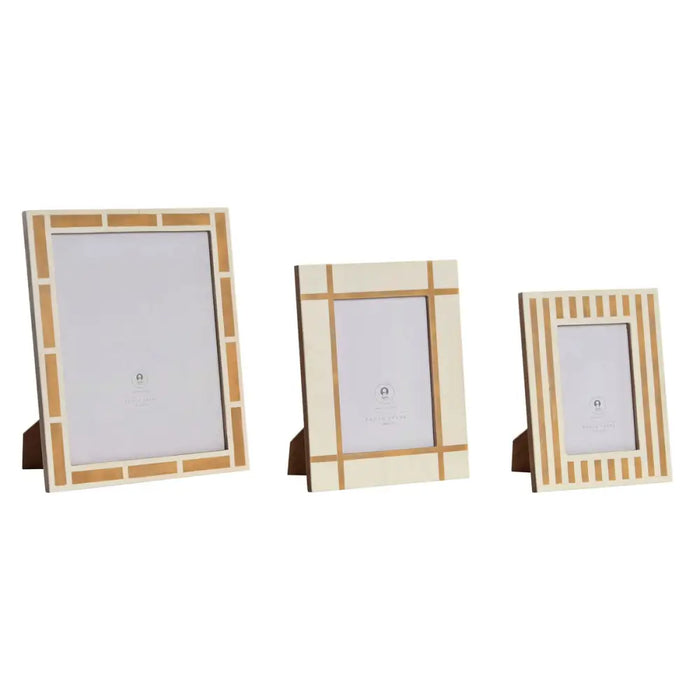 Photo frame Home ESPRIT White Natural Resin Bone (3 Units) - Декорация и Осветление<<<Дом Градина<<<BigBuy&&&Рамки за