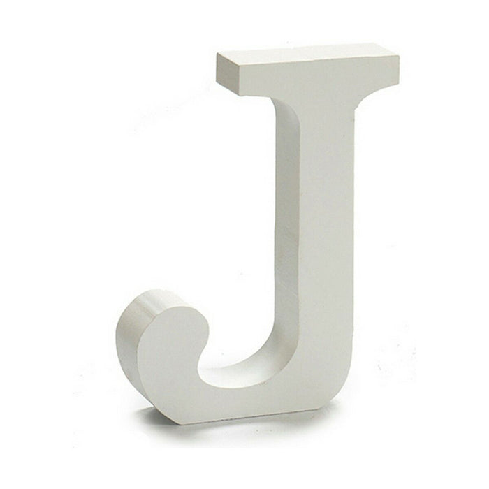 Letter Pincello J White Wood 2 x 11 cm 2 x 16 x 14,5 cm (24 Units)