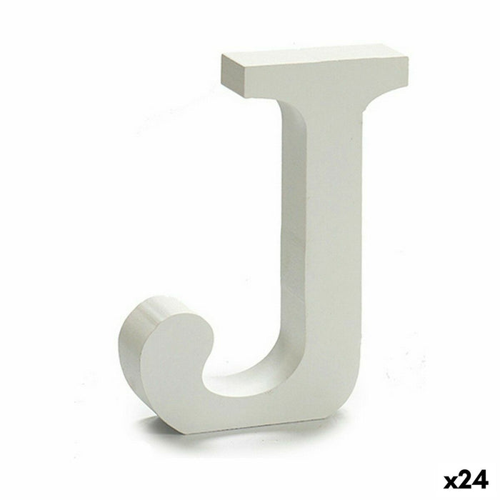Letter Pincello J White Wood 2 x 11 cm 2 x 16 x 14,5 cm (24 Units)