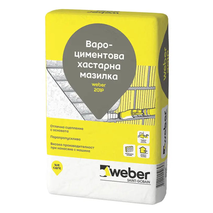 PLASTER FOR INTERIOR AND EXTERIOR APPLICATION WEBER 201P - Цимент и преобразуватели<<<Сухи строителни