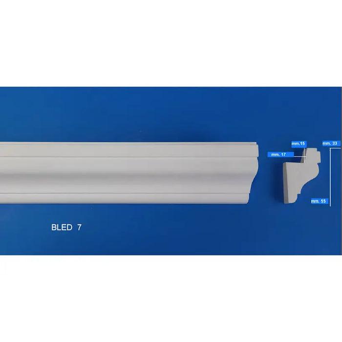PLASTER MOLDING BLED 7 3.3X5.5 CM 1.5 M - Аксесоари за таванни панели<<<Стенни и таванни панели<<<Подови и стенни