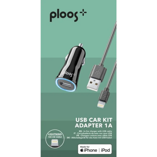 PLOOS Apple car charger MFI 1A black - Аксесоари за смартфон<<<Аксесоари<<<TechMart&&&Аксесоари за смартфон<<<Телефони