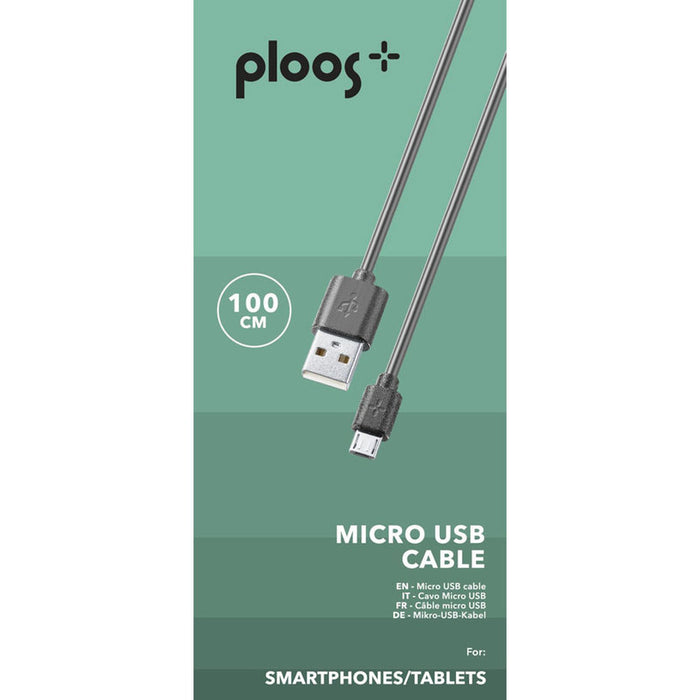 CABLE MICRO USB 1M BLACK PLOOS