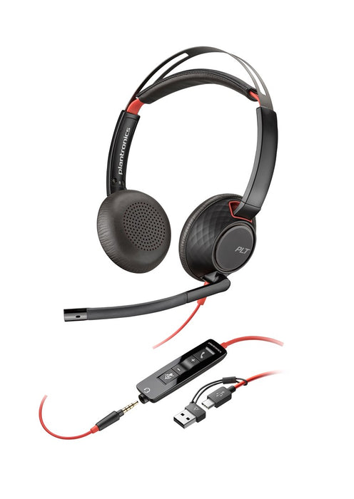 HP Poly Blackwire 5220 Stereo USB-C Headset +3.5mm Plug +USB-C/A Adapter SmartBuy
