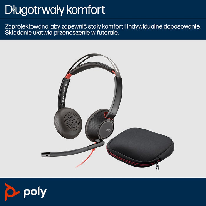 HP Poly Blackwire 5220 Stereo USB-C Headset +3.5mm Plug +USB-C/A Adapter SmartBuy
