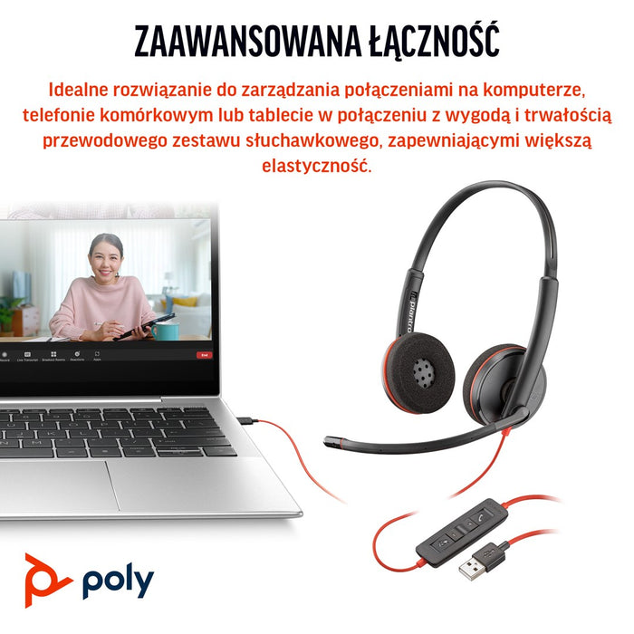 HP Poly Blackwire 3220 USB-C Headphone - Black