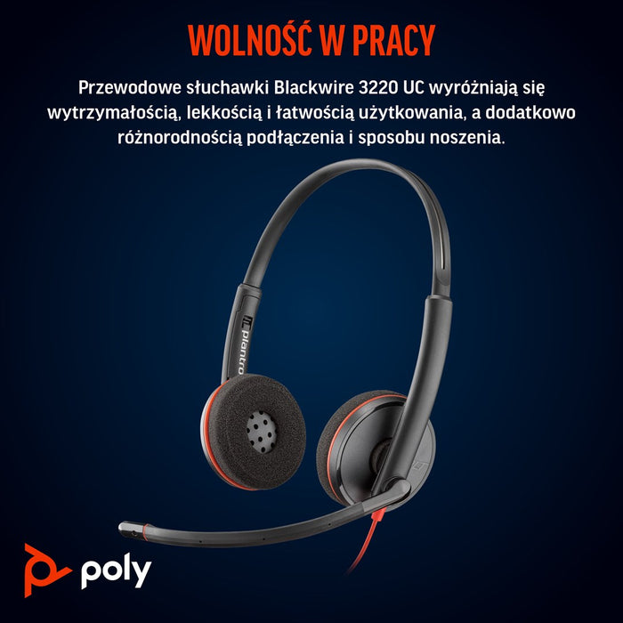 HP Poly Blackwire 3220 USB-C Headphone - Black