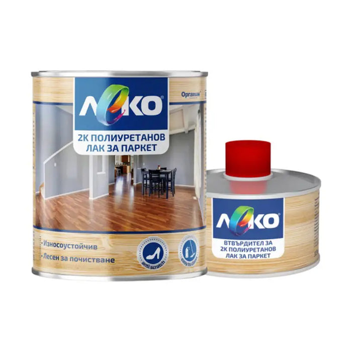 POLYURETHANE 2K LACQUER FOR PARQUET 650 ML LEKO - Лакове за дърво<<<Лакове и импрегнанти за дърво<<<Бои и
