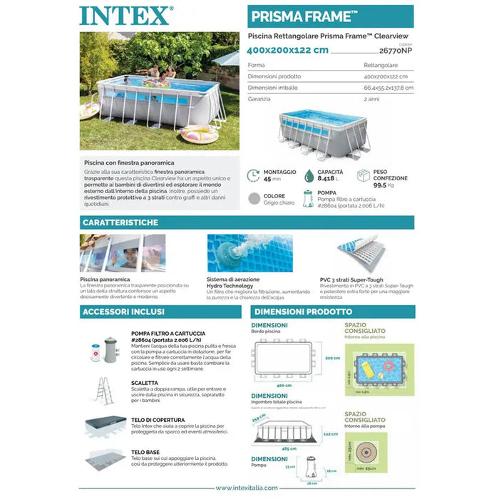 POOL 400X200X122CM CLEARVIEW INTEX 26770NP - Басейни с рамка<<<Басейни плажни артикули и