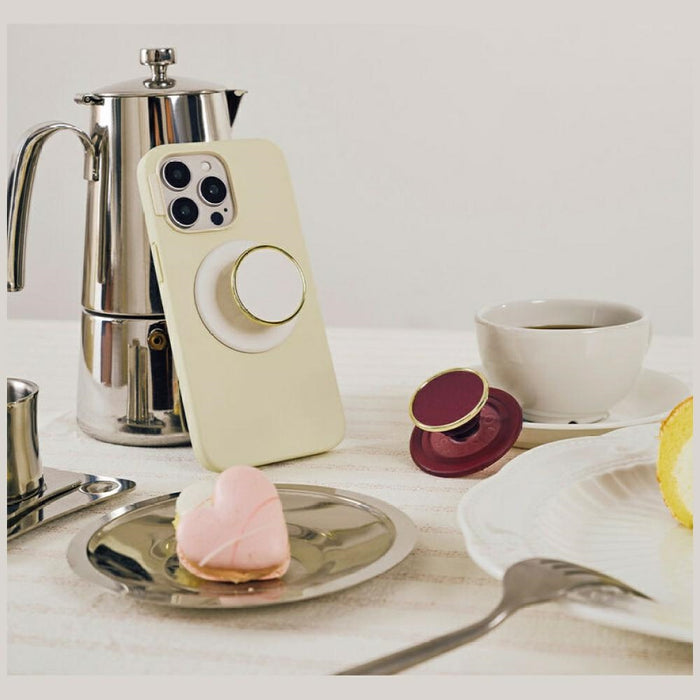 Popsockets Round Luxe Coconut Creme Enamel MagSafe Holder and Phone Stand