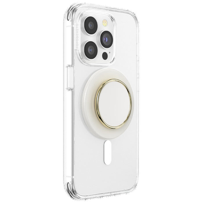 Popsockets Round Luxe Coconut Creme Enamel MagSafe Holder and Phone Stand