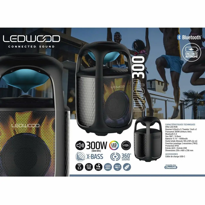 Portable Bluetooth Speakers Ledwood DROP300 BT 300W 90 W - Електроника Звук<<<Компютри| Електроника<<<BigBuy&&&Блутут