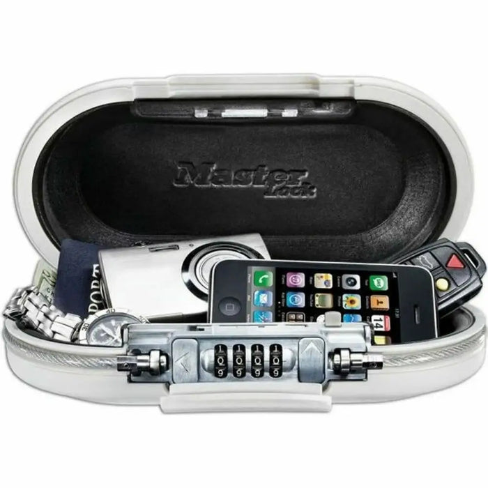 Portable Safe Box with Security Cable Master Lock 5900EURDWHT White ABS 700 ml 6 x 12,9 x 24 cm - Сигурност Удома<<<Дом