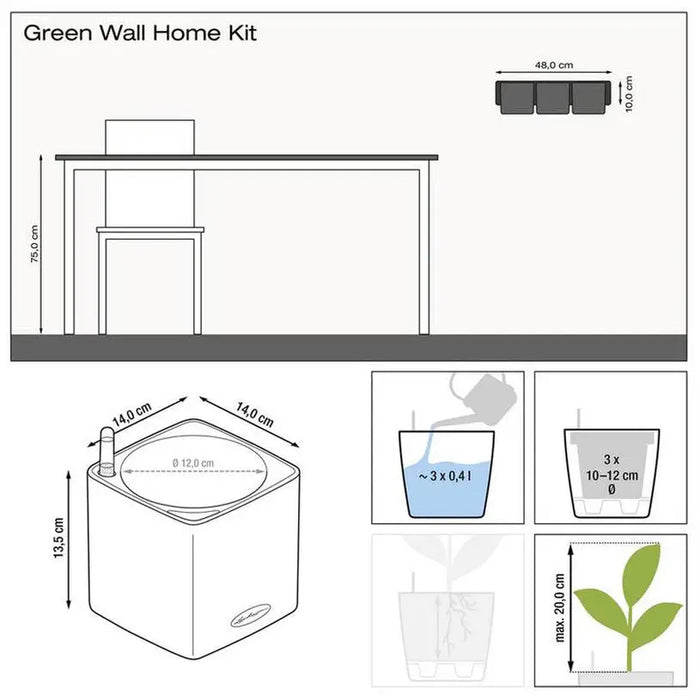POT 14X14CM 3 PIECES WITH IRRIGATION SYSTEM LECHUZA WALL HOME KIT GLOSSY - Саксии<<<Саксии кашпи и