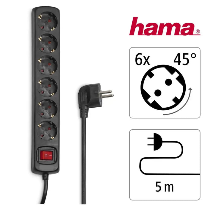 Power strip with 6 sockets HAMA 5m 137266 - Разклонители<<<Продукти за дома<<<ValiAPI&&&Разклонители<<<Други<<<Спорт и
