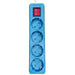 POWER SUPPLY 4 SOCKETS 2M CABLE WITH CHILD PROTECTION AND KEY BLUE EUROLAMP - Разклонители и