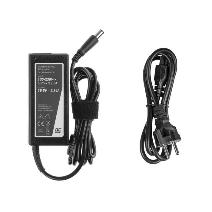 Power supply for laptop GREEN CELL AC Adapter for DELL PRO Charger / AC Adapter 19.5V 3.34A 65W for Dell Latitude E6330